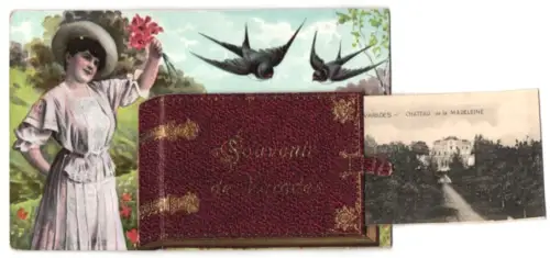 Leporello-AK Varades, La Place, vue générale, route de la Gare et la Vallée