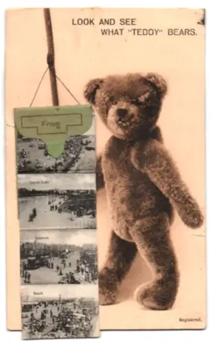 Leporello-AK Southsea, H.M.S. Vicotry flying Nelson`s Signal, Lady`s Mile, Town Hall