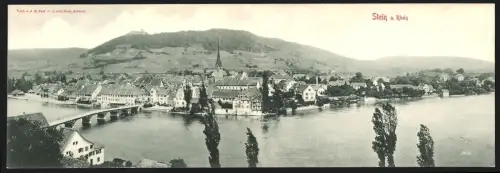 Klapp-AK Stein am Rhein, Blick über den Fluss zum Ort hinüber