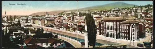 Klapp-AK Sarajevo, Quai-Partie mit Blick in den Ort