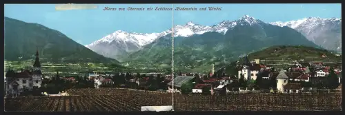 Klapp-AK Meran, Obermais mit Schlösser-Riedenstein & Winkel