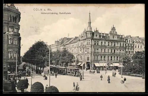 AK Cöln a. Rh., Habsburgerring, Rudolfplatz, Strassenbahn