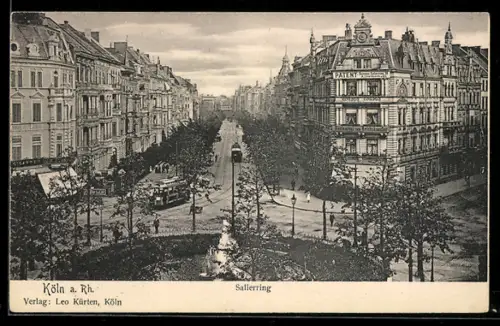 AK Köln-Neustadt, Salierring mit Restaurant zum Reichskanzler und Strassenbahn