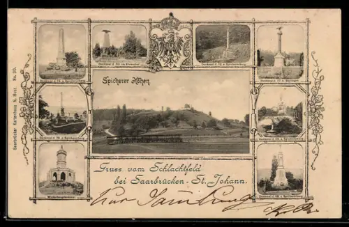 AK St. Johann /Saarbrücken, Spichern Höhen, Winterbergdenkmal