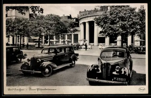 AK Bad Aachen, Elisenbrunnen mit Autos