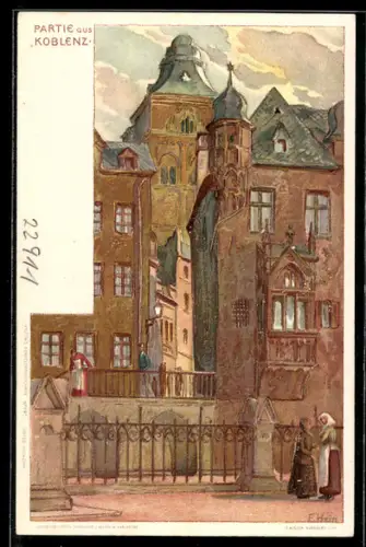 Künstler-AK Franz Hein: Koblenz, Strassenpartie