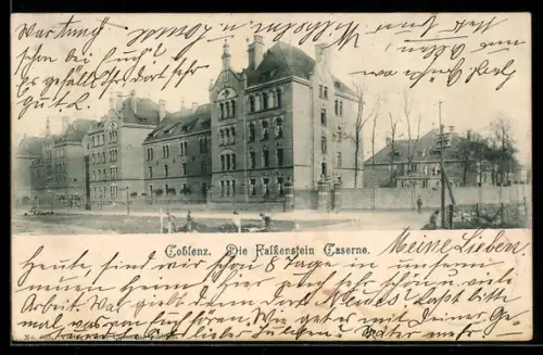 AK Coblenz, Falkenstein-Kaserne mit Strassenpartie