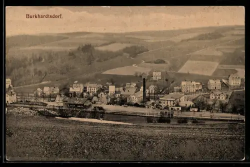 AK Burkhardtsdorf, Teilansicht mit Strassenpartie