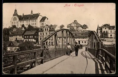 AK Aue i. Erzgeb., Schloss und Brücke