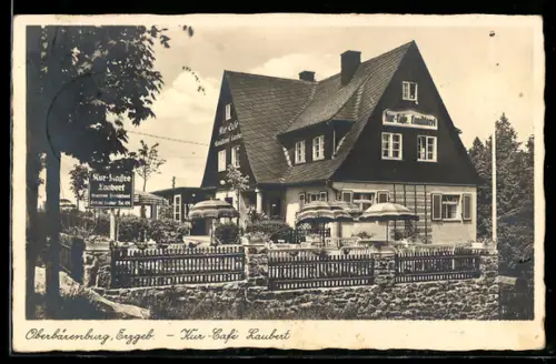 AK Oberbärenburg / Erzgeb., Kur-Café Laubert mit Terrasse
