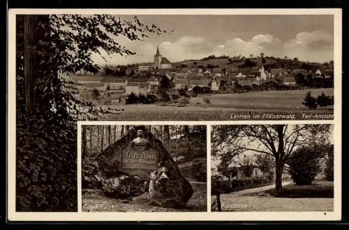 AK Leimen, Teilansicht, Fritz-Claus-Denkmal, Forsthaus