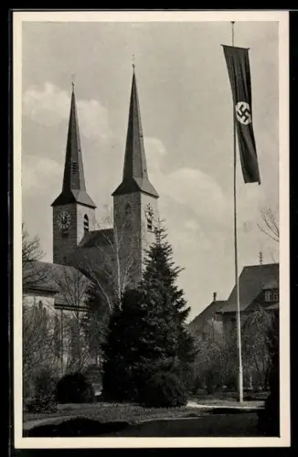 AK Neuendettelsau, Blick auf die Kirche mit 