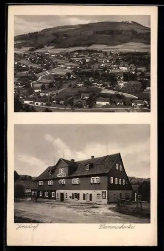 AK Kurort Jonsdorf, Gasthof Zur Dammschenke, Bes. Emil Richter, Panorama