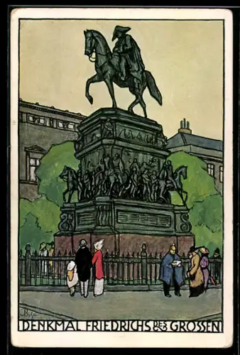 Künstler-AK Berlin, Denkmal Friedrich des Grossen