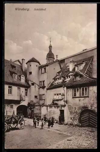 AK Würzburg, Schildhof mit Kindern