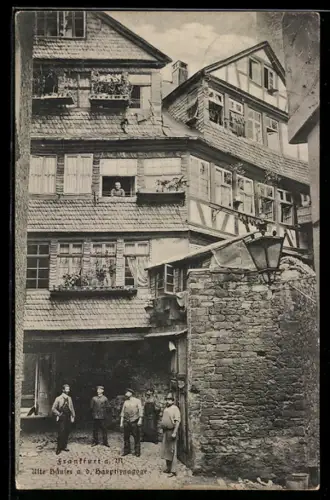 AK Alt-Frankfurt, Hinterhäuser d. alten Judengasse Börnestrasse 32 an der Hauptsynagoge