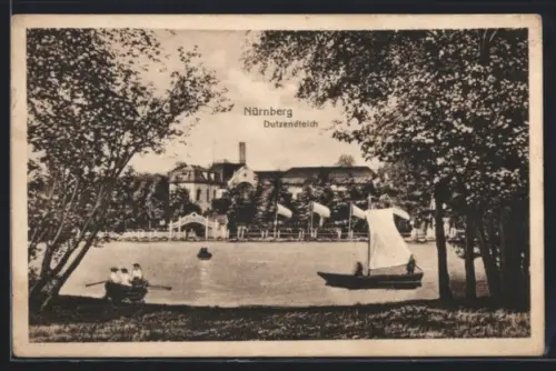 AK Nürnberg, Dutzendteich, Segel- und Ruderboote