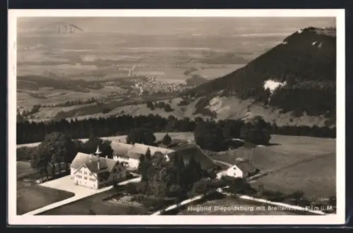 AK Diepoldsburg, Ortsansicht mit Breitenstein vom Flugzeug aus