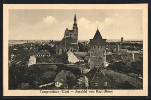 AK Tangermünde /Elbe, Ortsansicht vom Kapitelturm