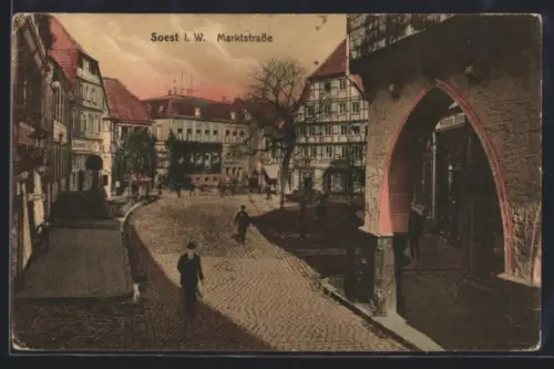 AK Soest i. W., Marktstrasse mit Arkaden