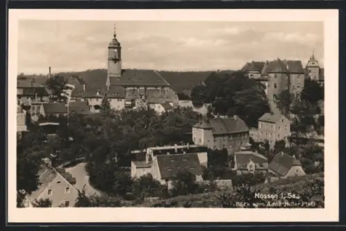AK Nossen i. Sa., Blick vom Platz auf den Ort