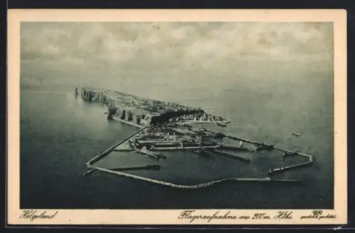 AK Helgoland, Gesamtansicht mit Hafen, Fliegeraufnahme