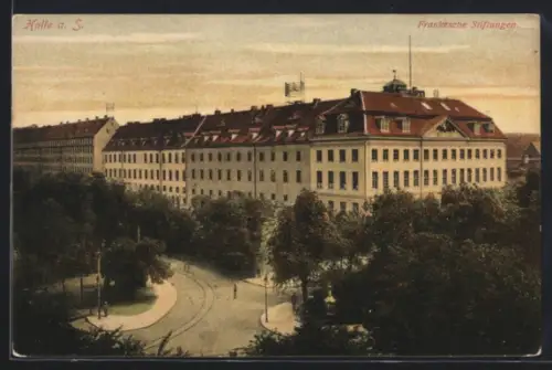 AK Halle a. S., Frankesche Stiftungen aus der Vogelschau