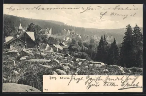 AK Schierke, Ortsansicht mit Umgebung