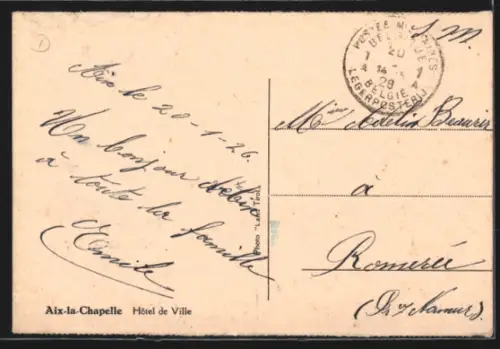 AK Aachen, Rathaus mit Marktbetrieb