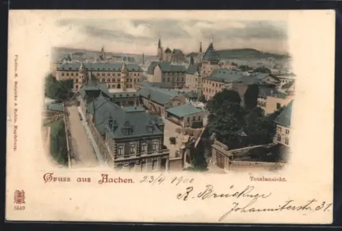 AK Aachen, Totalansicht aus der Vogelschau