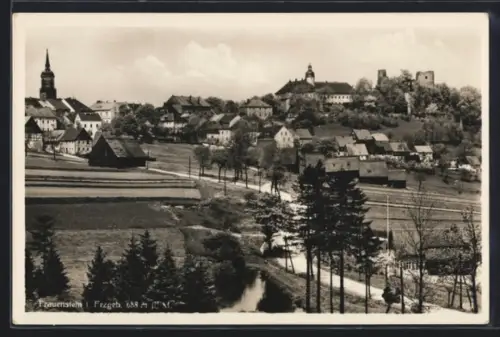 AK Frauenstein i. Erzgeb., Ortsansicht mit Burgruine