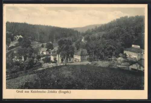 AK Zöblitz-Kniebreche, Ortsansicht mit Hotel Kniebreche