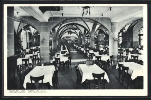 AK Wiesbaden, Walhalla, Innenansicht des Restaurants