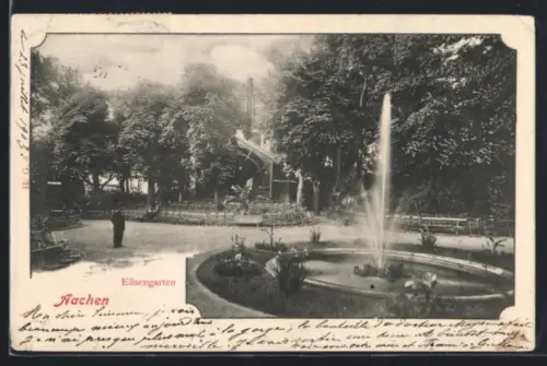 AK Aachen, Elisengarten, Springbrunnen, Parkanlage