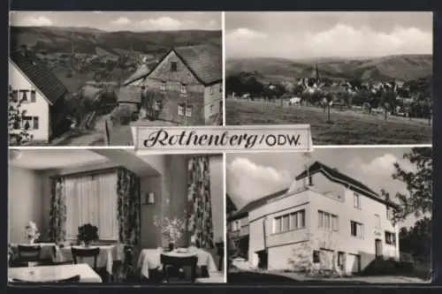 AK Rothenberg /Odenw., Café und Pension Zur schönen Aussicht, Bes. Ernst Schäffler, Ortsansichten