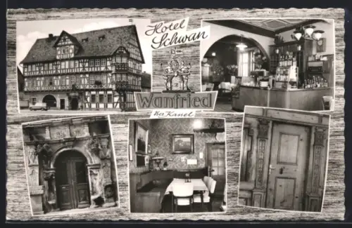 AK Wanfried /Kassel, Hotel Schwan, historisches Gasthaus, Gesellschaftszimmer