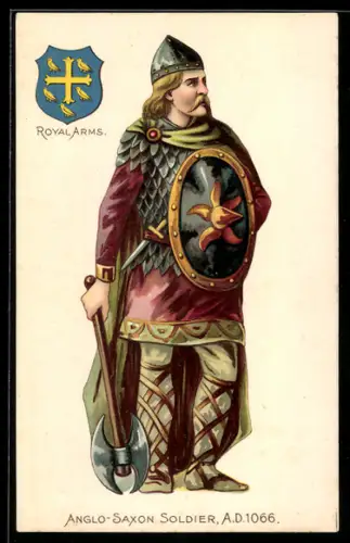 AK Anglo-Saxon Soldier, A.D. 1066, with Royal Coat of Arms