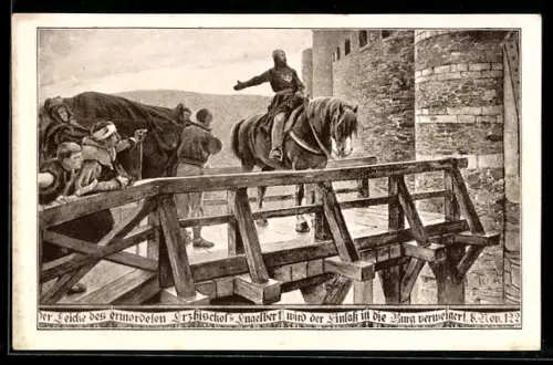 AK Solingen-Burg, Wandgemäde im Rittersaal des Schlosses Burg