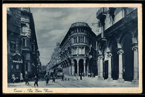 AK Torino, Via Pietro Micca, Strassenbahn