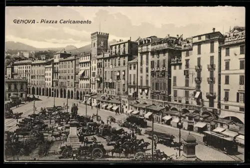 AK Genova, Piazza Caricamento, Strassenbahn