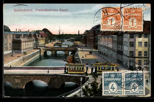 AK Kobenhavn, Frederiksholms Kanal, Strassenbahn