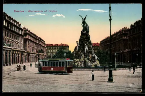 AK Torino, Monumento al Freijus, Strassenbahn