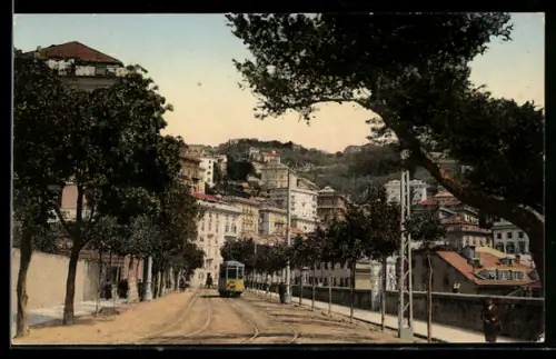 AK Genova, Corso Paganini, Strassenbahn