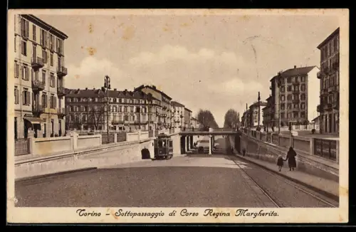 AK Torino, Sottopassaggio di Corso Regina Margherita, Strassenbahn