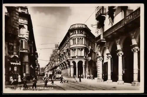 AK Torino, Via Pietro Micca, Strassenbahn