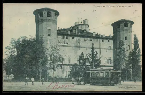 AK Torino, Palazzo Madama, Strassenbahn