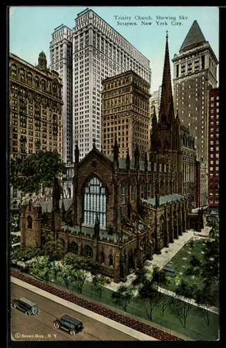 AK New York, NY, Trinity Church showing Sky Scrapers