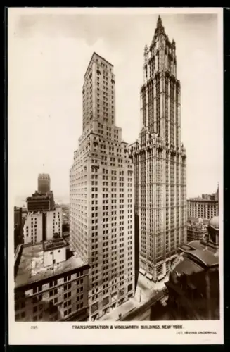 AK New York, NY, Transportation and Woolworth Buildings