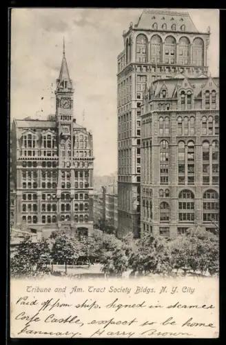 AK New York, NY, Tribune and Am. Tract Society Buildings
