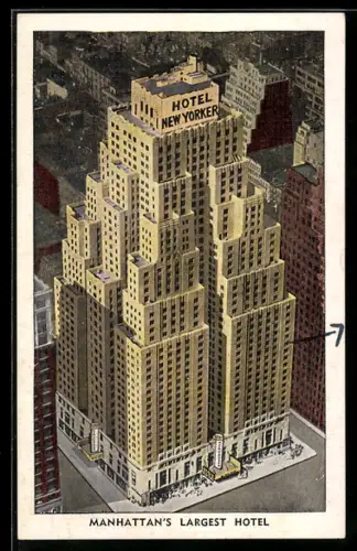 AK New York, NY, Hotel New Yorker on Bird View